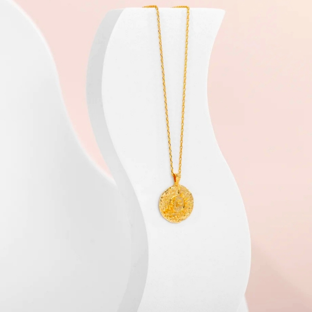 Vermeil Sun-Moon Engraved Coin Pendant